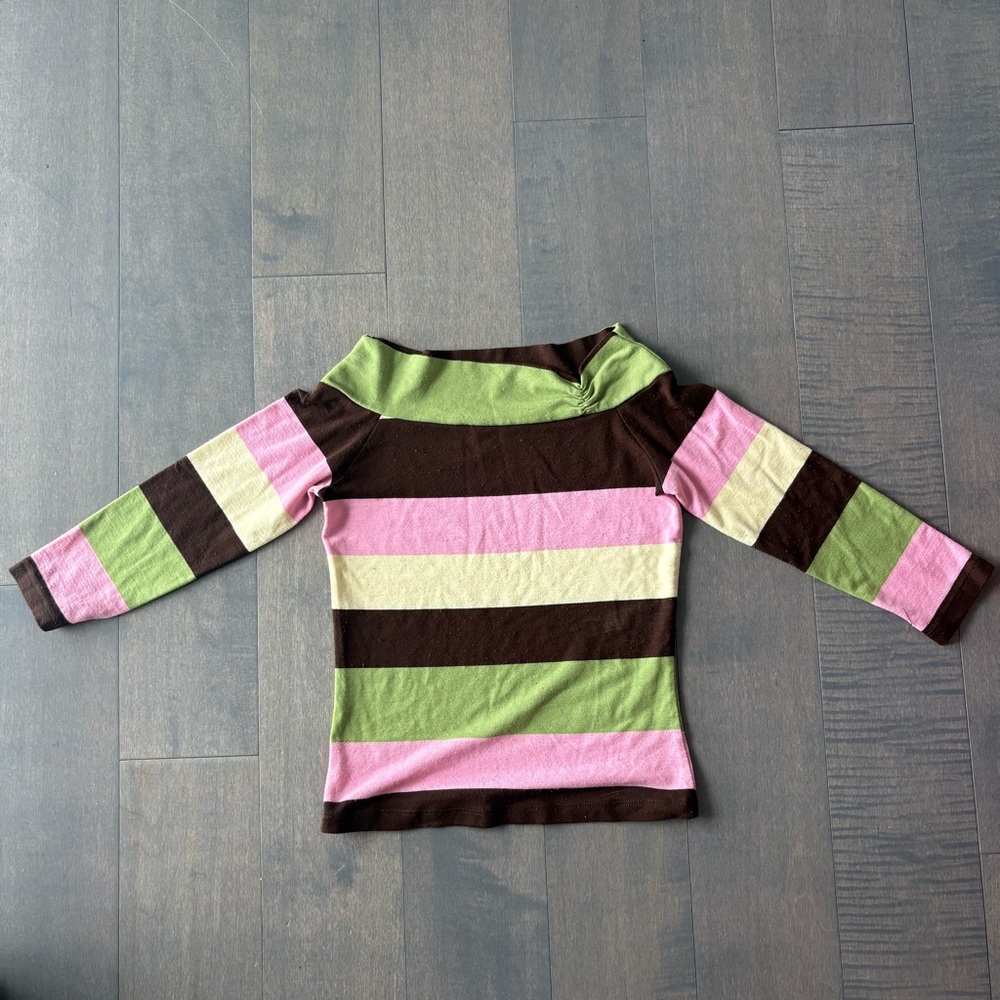 Striped Shirt - Pink, Green, Brown